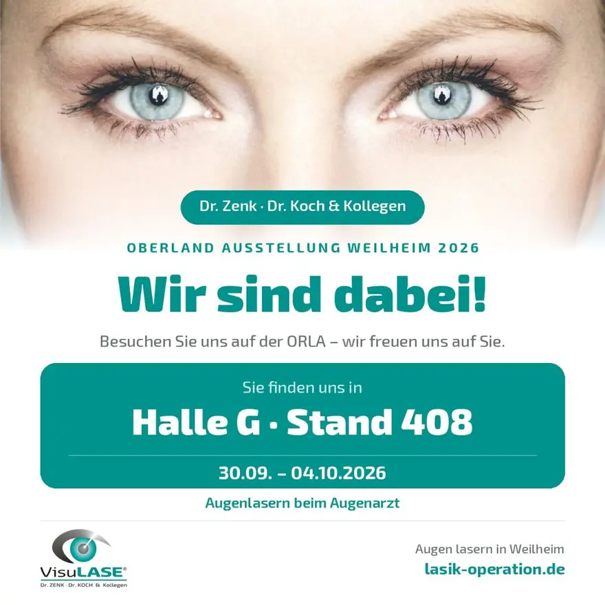 Oberland Ausstellung Weilheim 2026: VisuLASE – Dr. Zenk, Dr. Koch & Kollegen in Halle G, Stand 408, 30. September bis 4. Oktober 2026